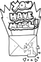 drawn black and white cartoon you have mail symbol png