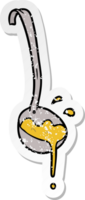 distressed sticker of a cartoon ladle of soup png