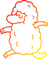 warm gradient line drawing of a cartoon sheep running png