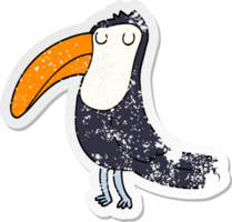 distressed sticker of a cartoon toucan png