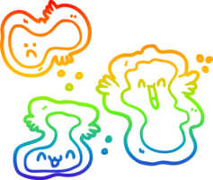 rainbow gradient line drawing of a cartoon cells png
