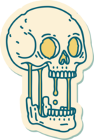 pegatina de tatuaje al estilo tradicional de una calavera png