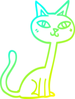 cold gradient line drawing of a cartoon cat png