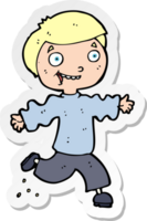 sticker van een cartoon opgewonden jongen png