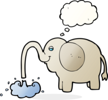 caricatura, elefante, chorros, agua, con, pensamiento, burbuja png