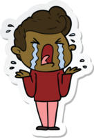 sticker of a cartoon crying man png