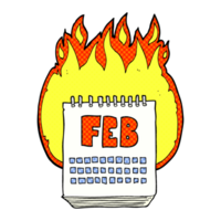 drawn cartoon calendar showing month of february png