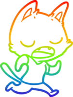 rainbow gradient line drawing of a talking cat cartoon png