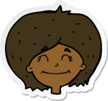 sticker of a cartoon happy female face png