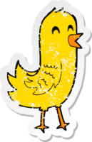retro distressed sticker of a cartoon happy bird png