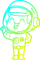 cold gradient line drawing of a happy cartoon astronaut png