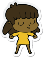 sticker of a cartoon indifferent woman png