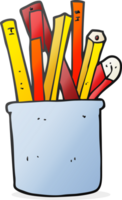 tiré dessin animé bureau pot de des crayons et des stylos png