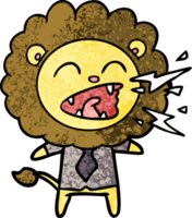 cartoon roaring lion businessman png