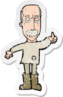 retro distressed sticker of a cartoon annoyed old man png