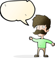 cartoon man with mustache waving with speech bubble png