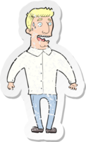 retro distressed sticker of a cartoon nervous man png