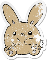 distressed sticker of a cartoon rabbit png