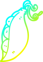 cold gradient line drawing of a cartoon peas in pod png