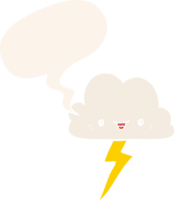 cartoon storm cloud with speech bubble in retro style png