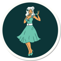 sticker of tattoo in traditional style of a pinup surprised girl png