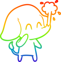 regenboog helling lijn tekening van een schattig tekenfilm olifant spuiten water png