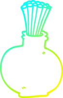 cold gradient line drawing of a cartoon reeds in vase png