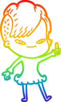 regenboog helling lijn tekening van een schattig tekenfilm meisje met hipster kapsel png