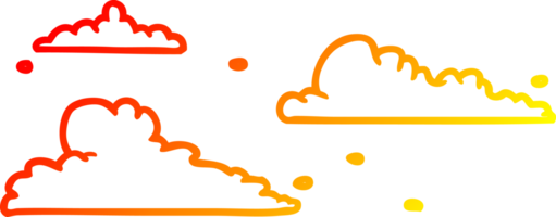 warm helling lijn tekening van een wolken afdrijven door png