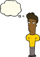 cartoon bored man with thought bubble png