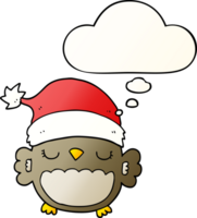 cute christmas owl with thought bubble in smooth gradient style png