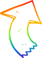 rainbow gradient line drawing of a cartoon pointing arrow png