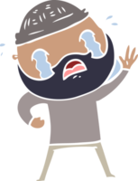 flat color style cartoon bearded man waving and crying png