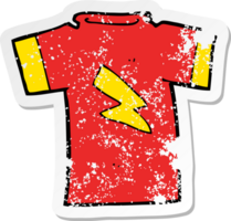 retro distressed sticker of a cartoon t shirt with lightning bolt png