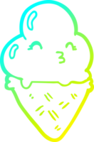 cold gradient line drawing of a cartoon ice cream png