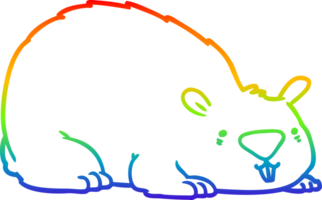 rainbow gradient line drawing of a cartoon wombat png