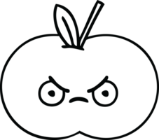 line drawing cartoon of a red apple png