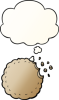 cartoon cookie with thought bubble in smooth gradient style png