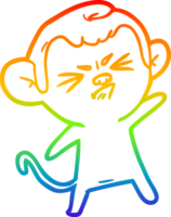 rainbow gradient line drawing of a cartoon annoyed monkey png