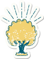 worn old sticker of a tattoo style tree png