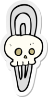 pegatina de una horquilla de calavera de dibujos animados png