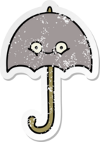 vinheta angustiada de um guarda-chuva de desenho animado fofo png