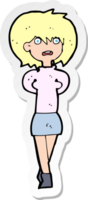 sticker of a cartoon shocked woman png