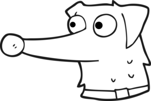 hand drawn black and white cartoon dog with collar png