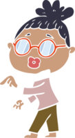 flat color style cartoon woman wearing spectacles png