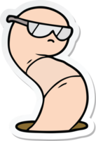 sticker van een tekenfilm koel worm png