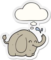 cartone animato elefante con pensato bolla come un' stampato etichetta png