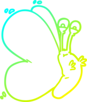 cold gradient line drawing of a funny cartoon butterfly png