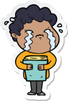 sticker of a cartoon man crying png