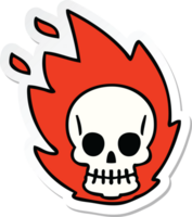 sticker of a quirky hand drawn cartoon skull png